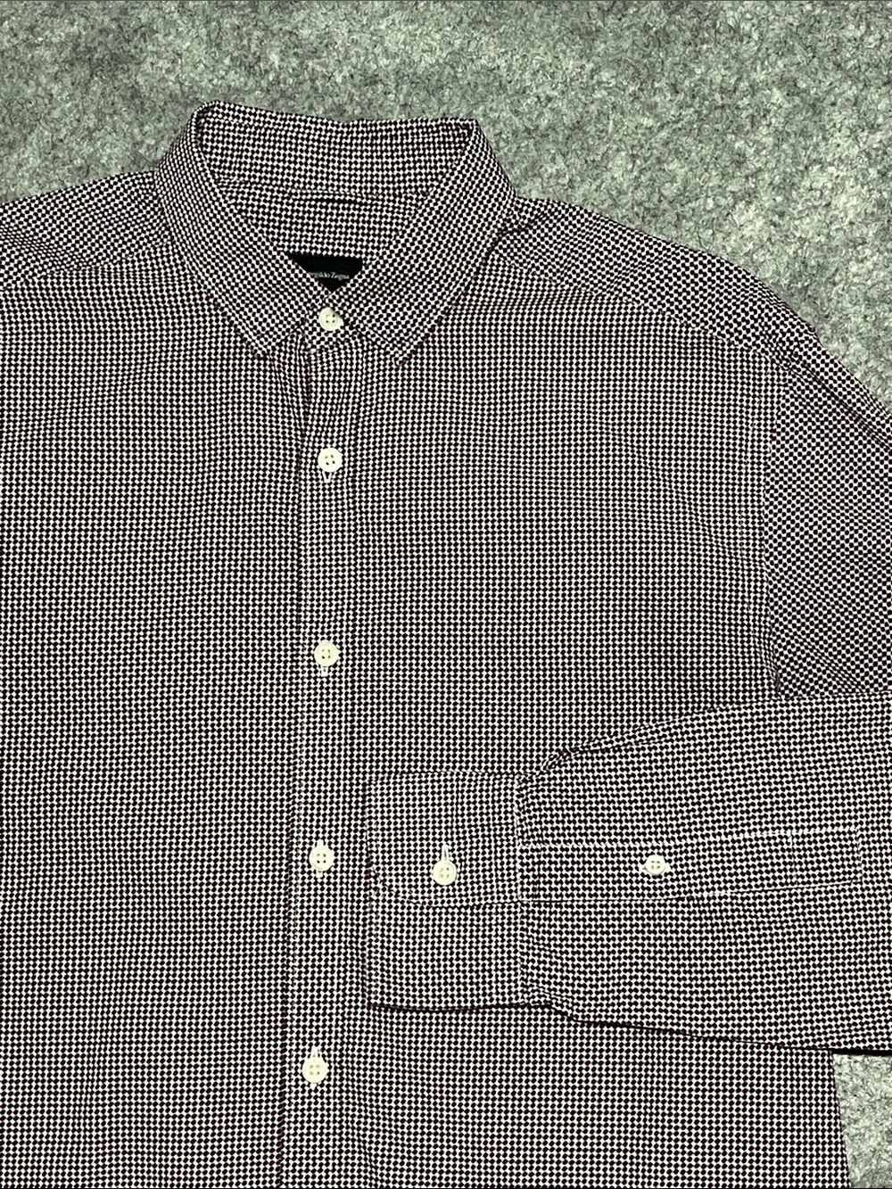Ermenegildo Zegna Red & Navy Micro-Check Button Shirt
